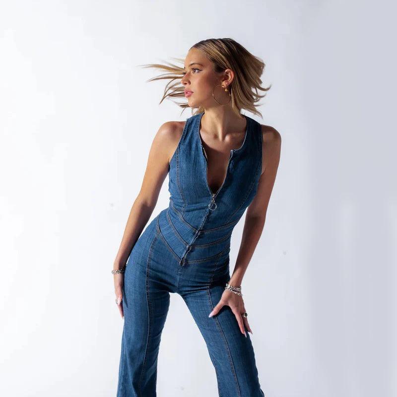 Heart craft denim jumpsuit