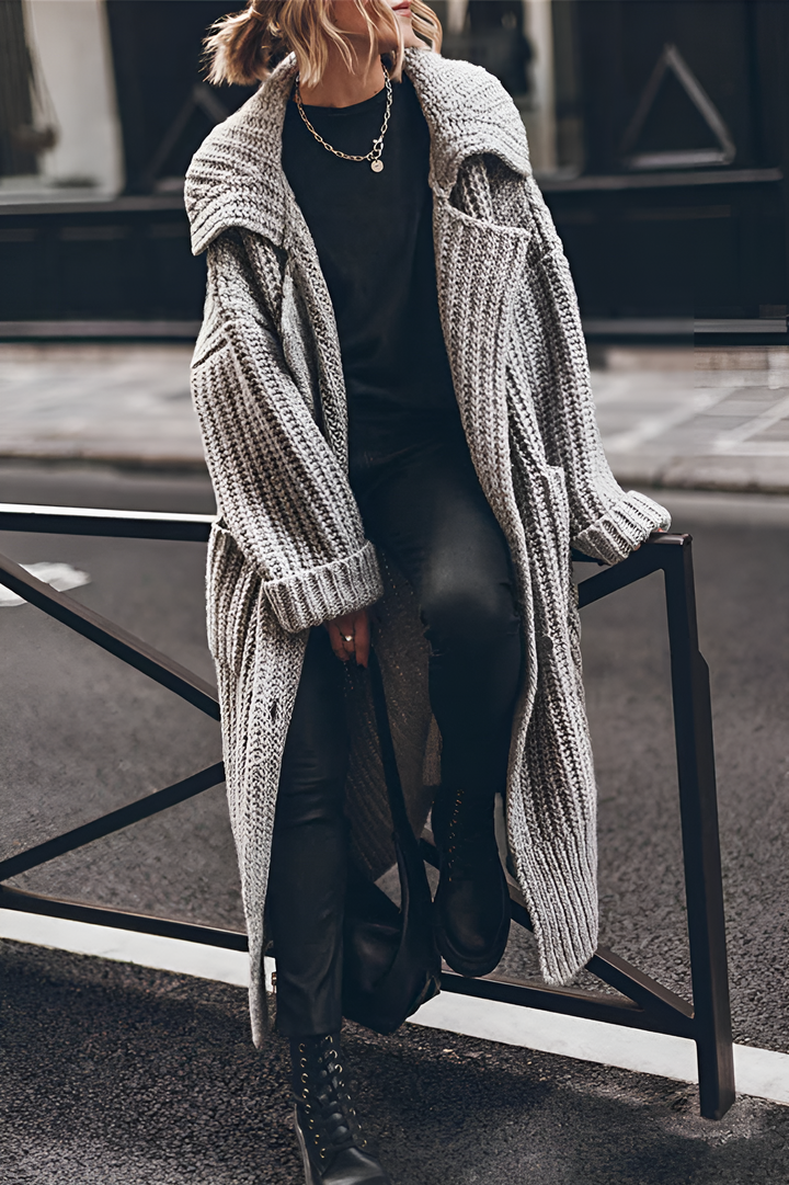 Long knitted cardigan