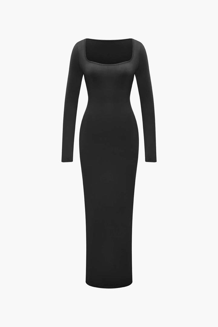 Square Neck Long Sleeve Maxi Dress