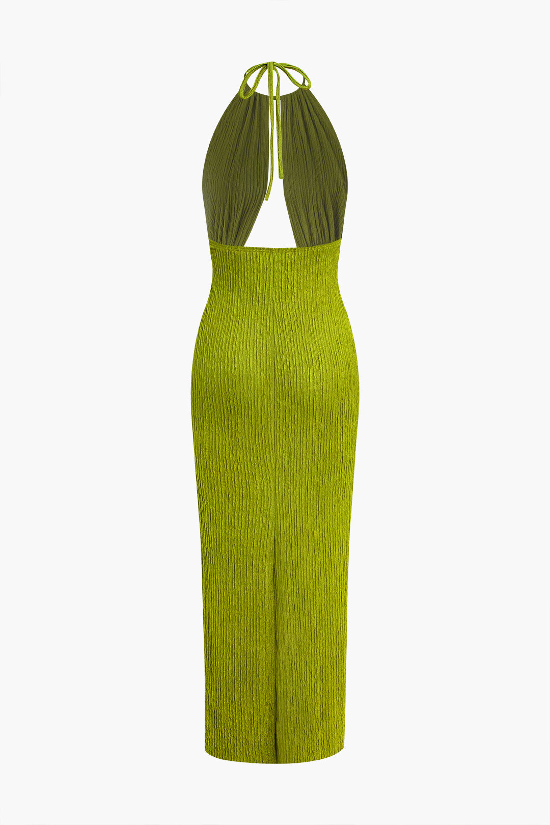 U-Ring Detail Halter Slit Backless Maxi Dress