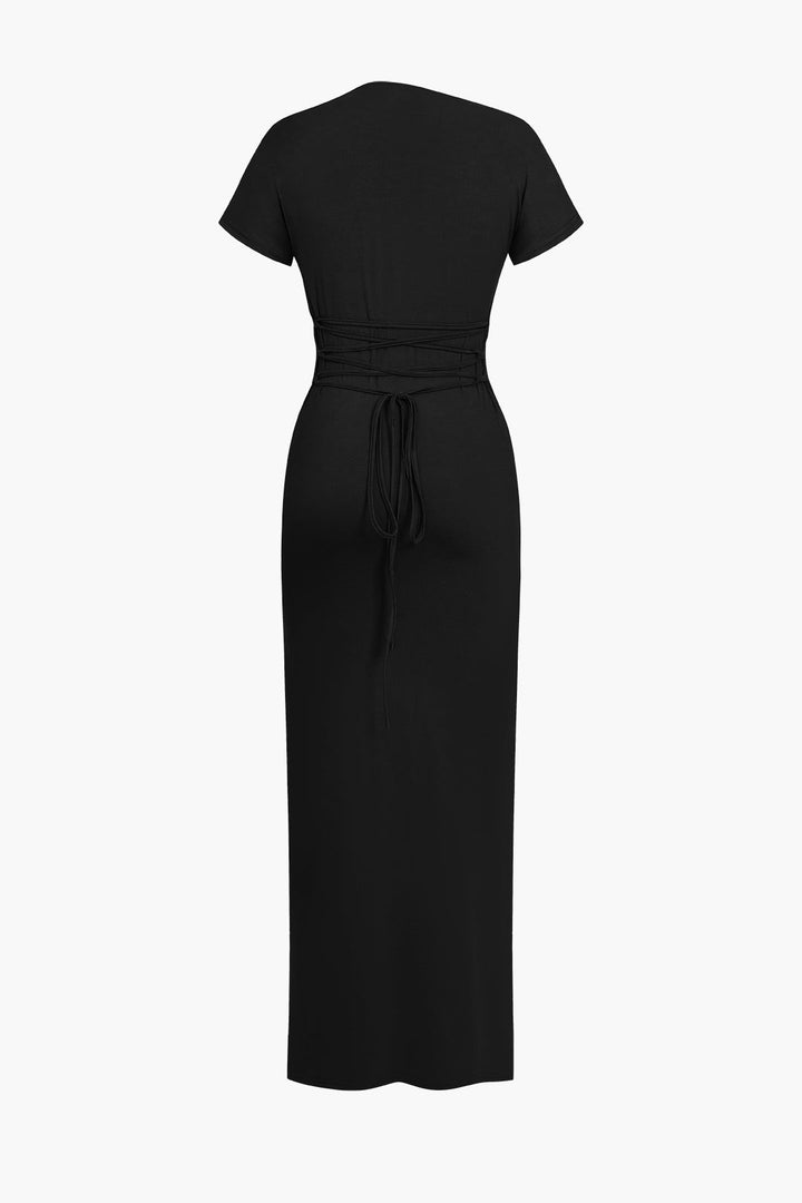 Solid Asymmetrical Knot Maxi Dress