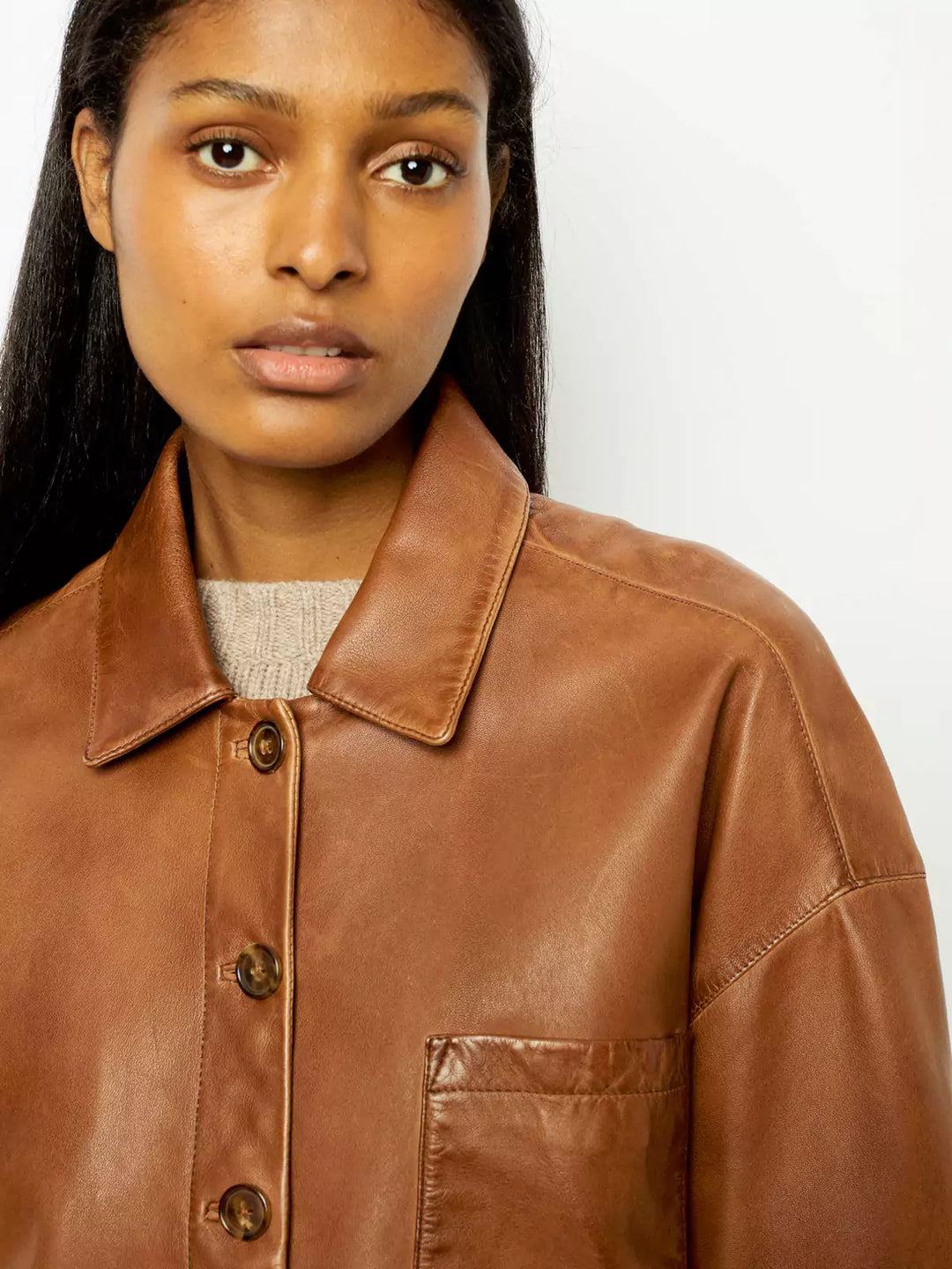 Minimalistic Boxy Leather Jacket