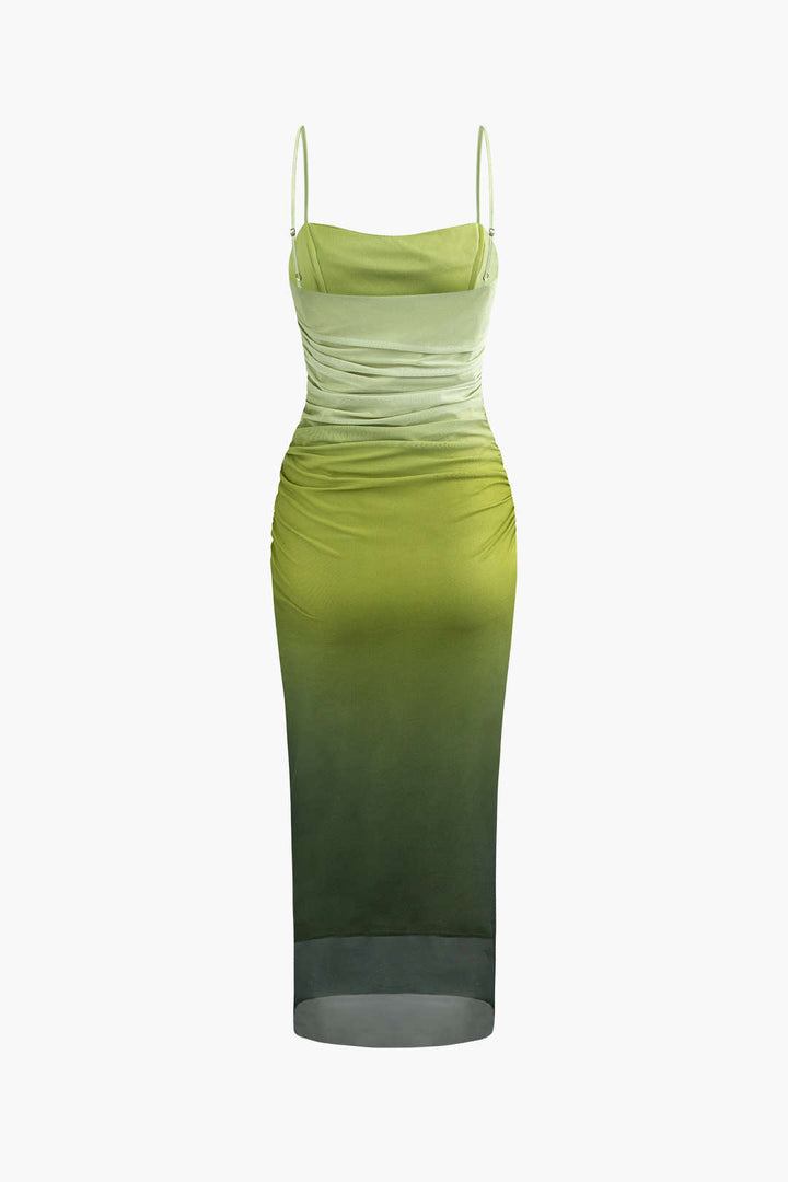 Mesh Ruched Cami Maxi Dress