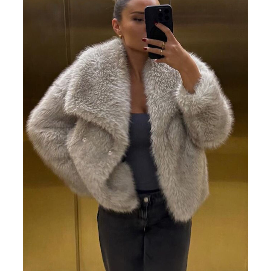 Fluffy faux fur coat