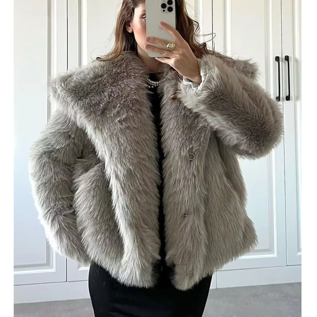 Fluffy faux fur coat