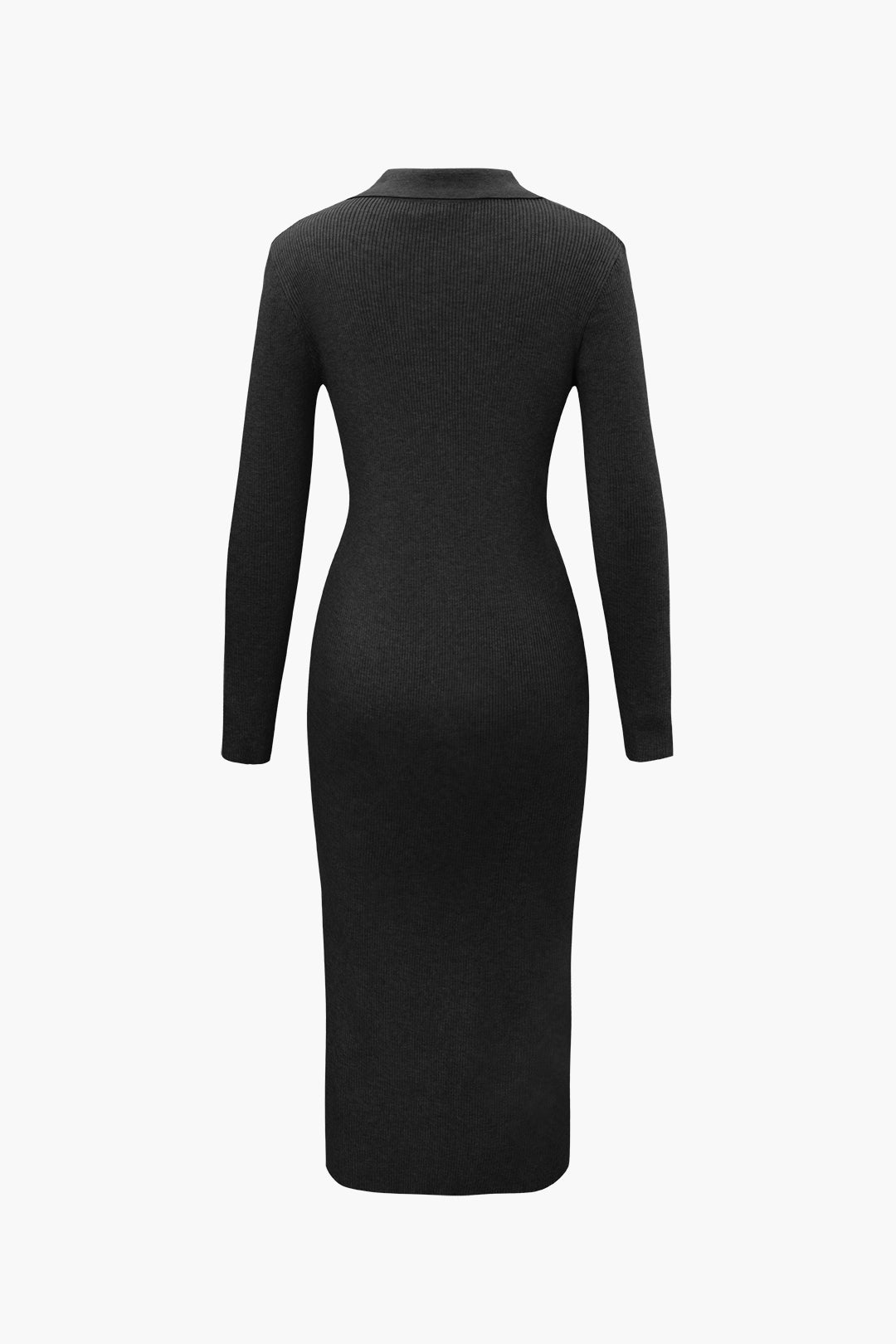 V-Neck Long Sleeve Mid-Length Sweater Dress