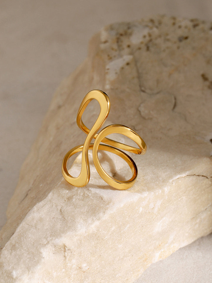 1pc Irregular Golden Whirl Open Ring