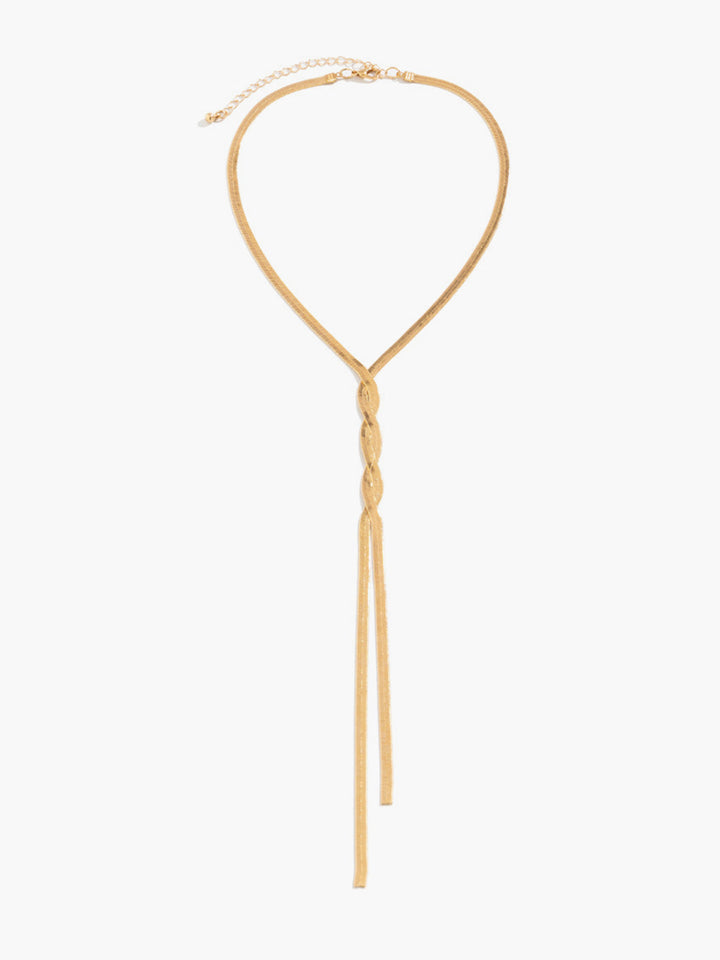 Golden Snake Chain Twist Tassel Necklace