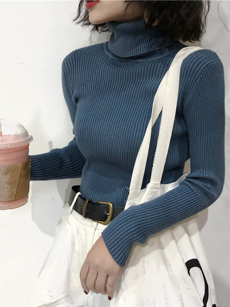 Cotton knitted turtleneck