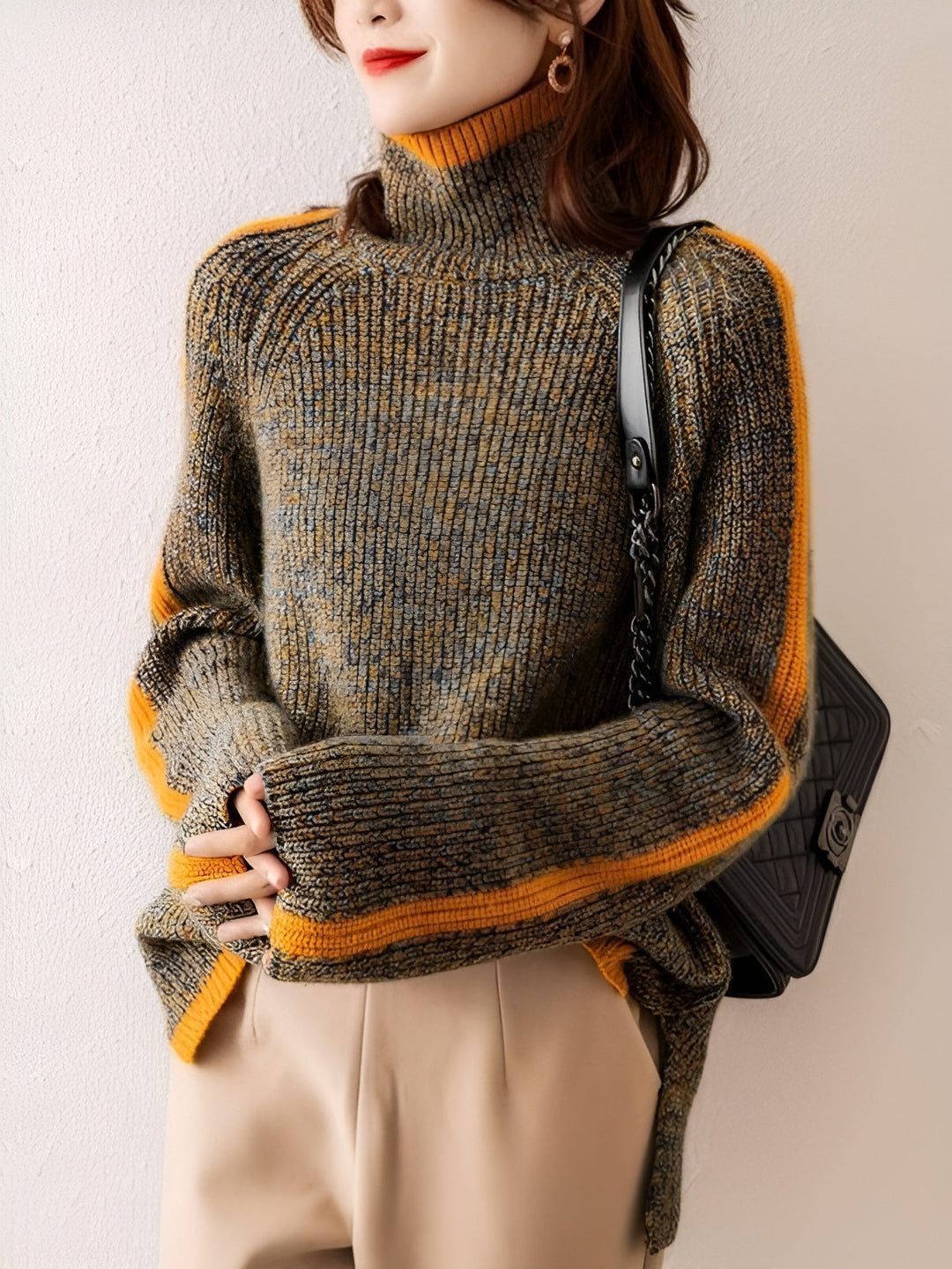 Long-sleeved knitted loose jumper