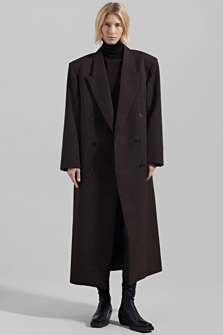 Plain long coat - Chocolate brown