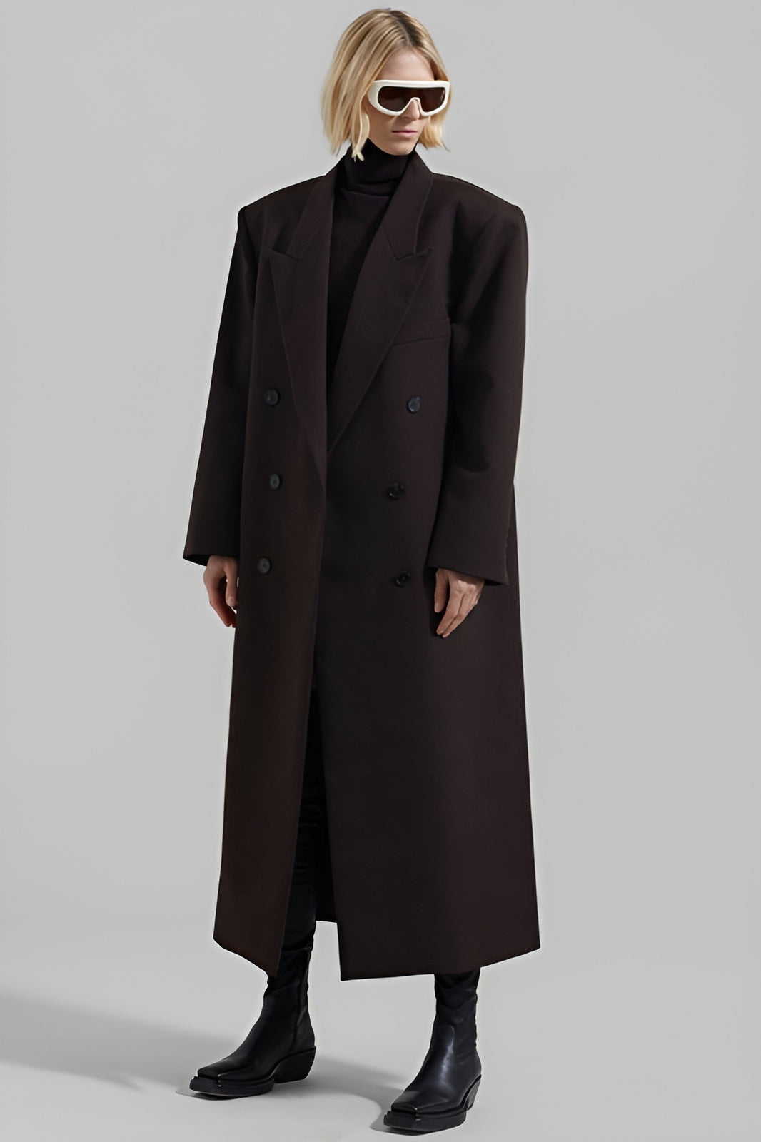 Plain long coat - Chocolate brown