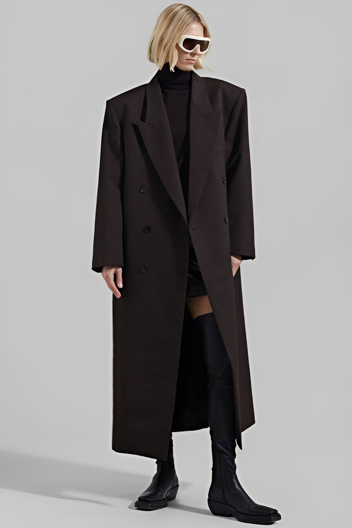 Plain long coat - Chocolate brown