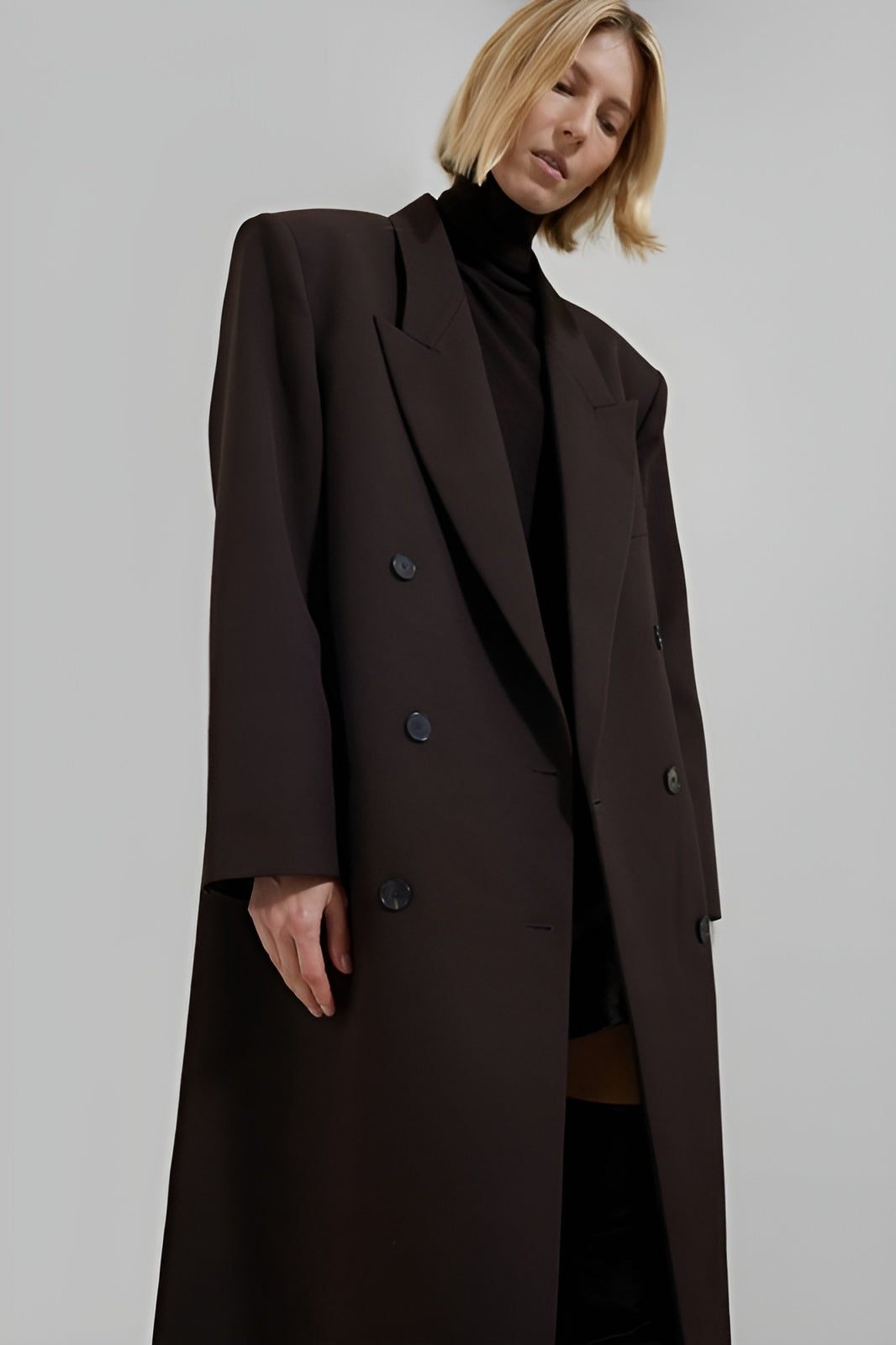 Plain long coat - Chocolate brown