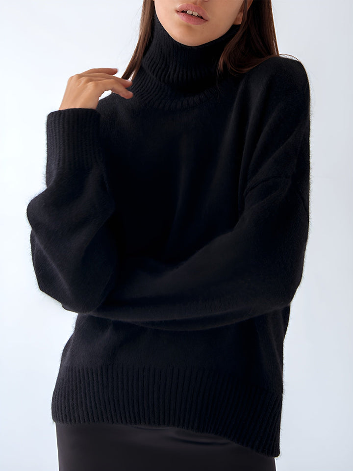 Loose thick knit jumper with collar