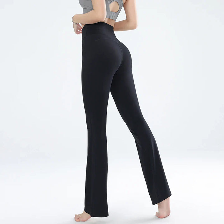 Wide elastic high-waisted trousers