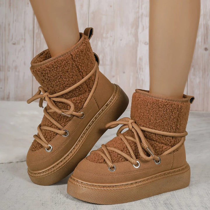 Laced anti slip teddy boots