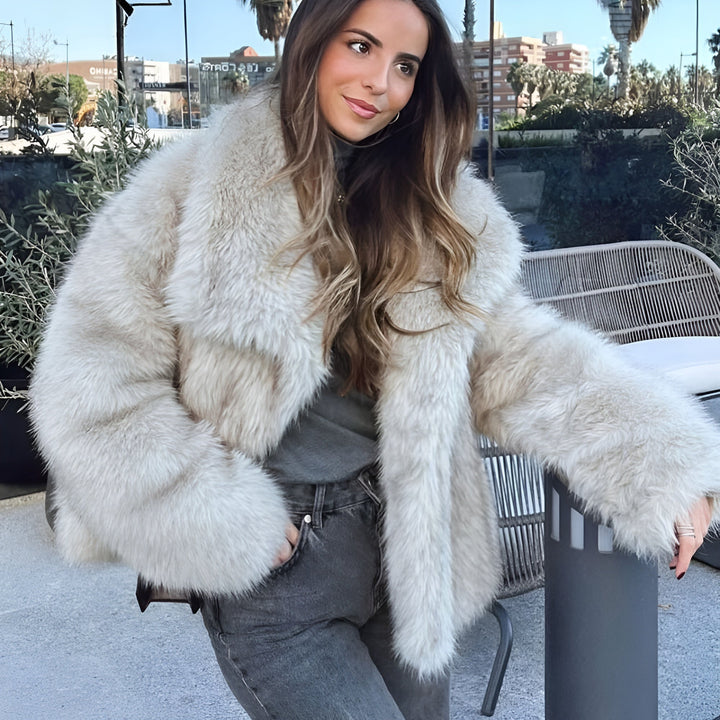 Fluffy faux fur coat