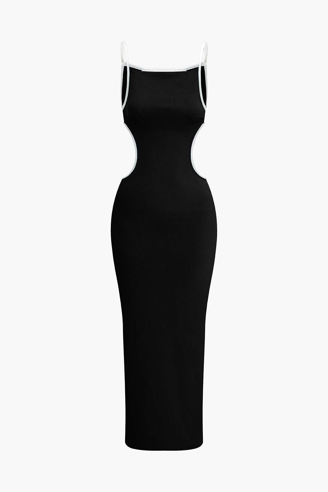 Contrast Cut Out Backless Slip Maxi Dress