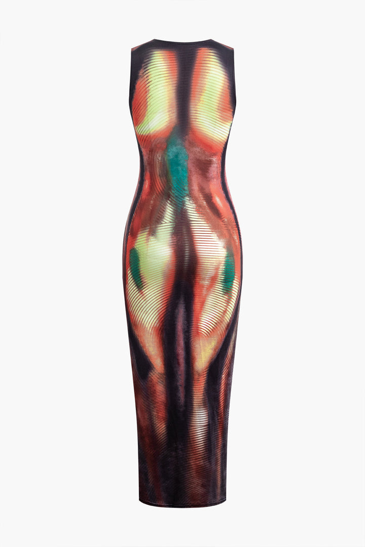 Abstract Print Tank Midi Dress