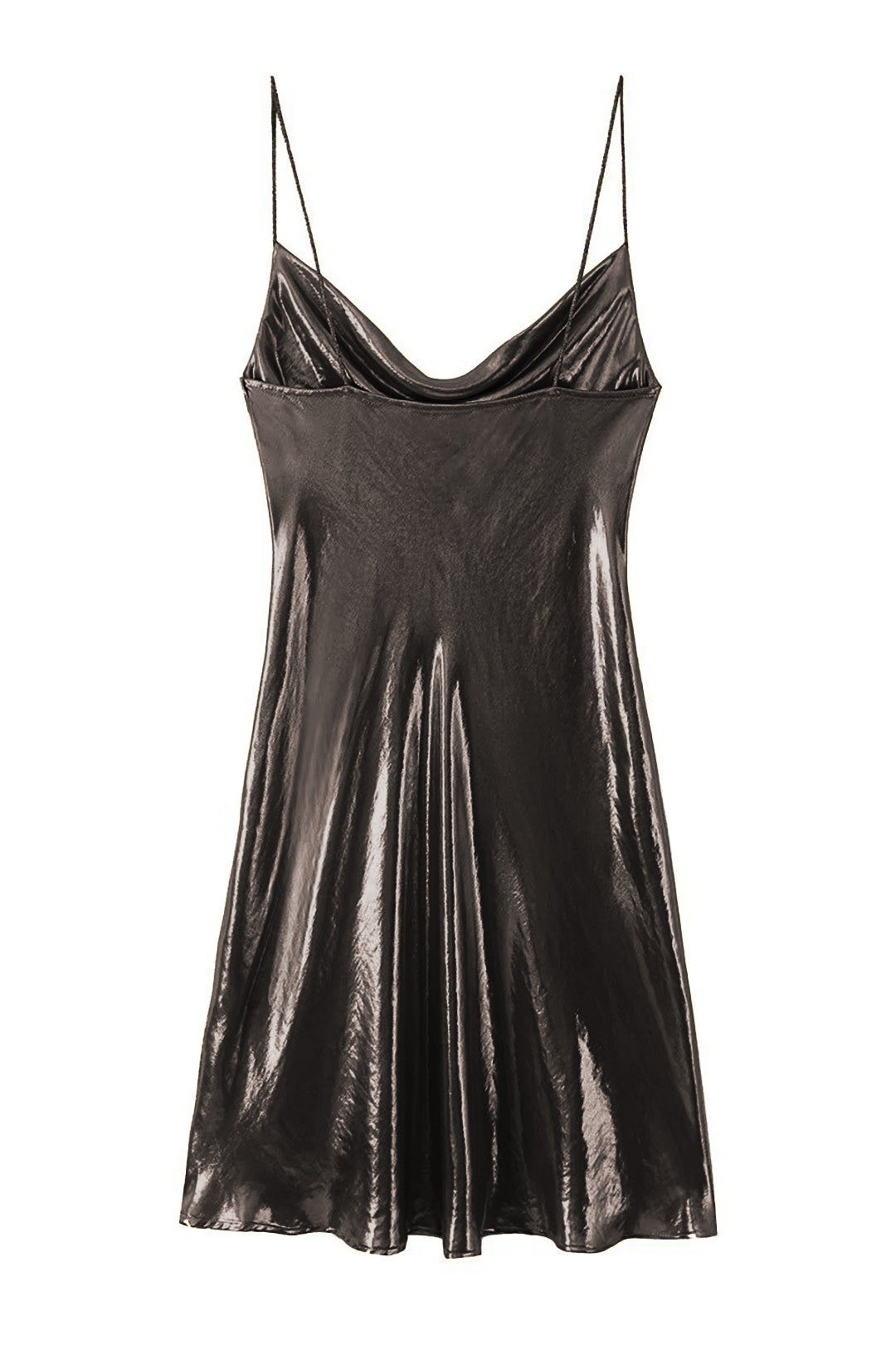 Cowl Neck Metallic Slip Mini Dress