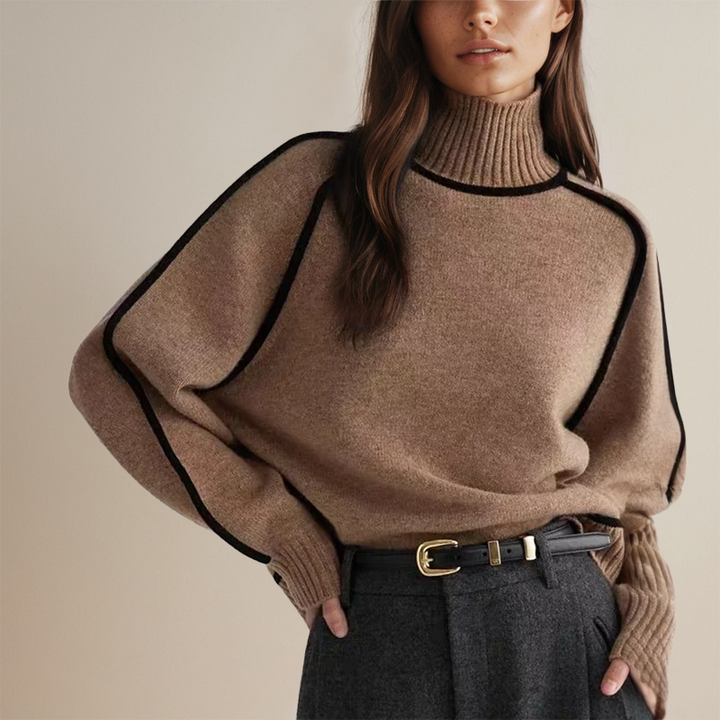 Oversized turtleneck with striped details