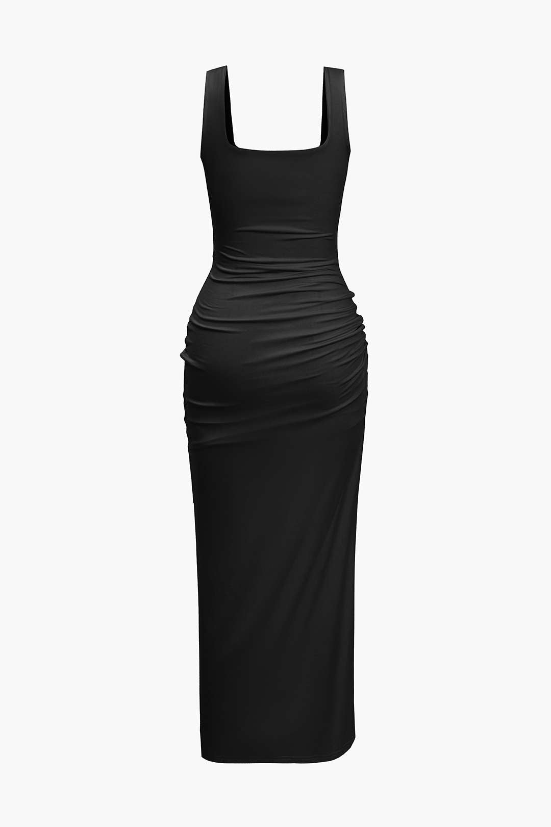 Solid Twist Front Cut Out Slit Midi Dress