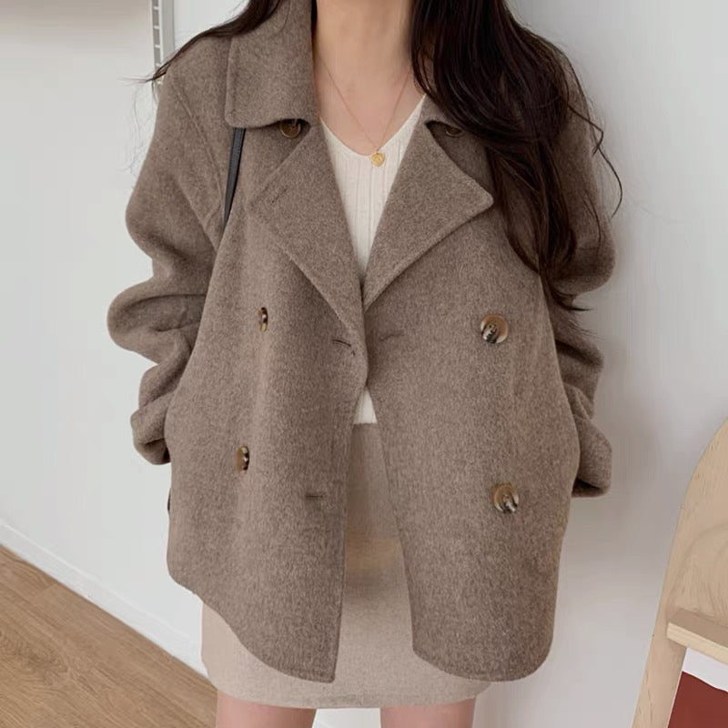 Short bouclé trench coat