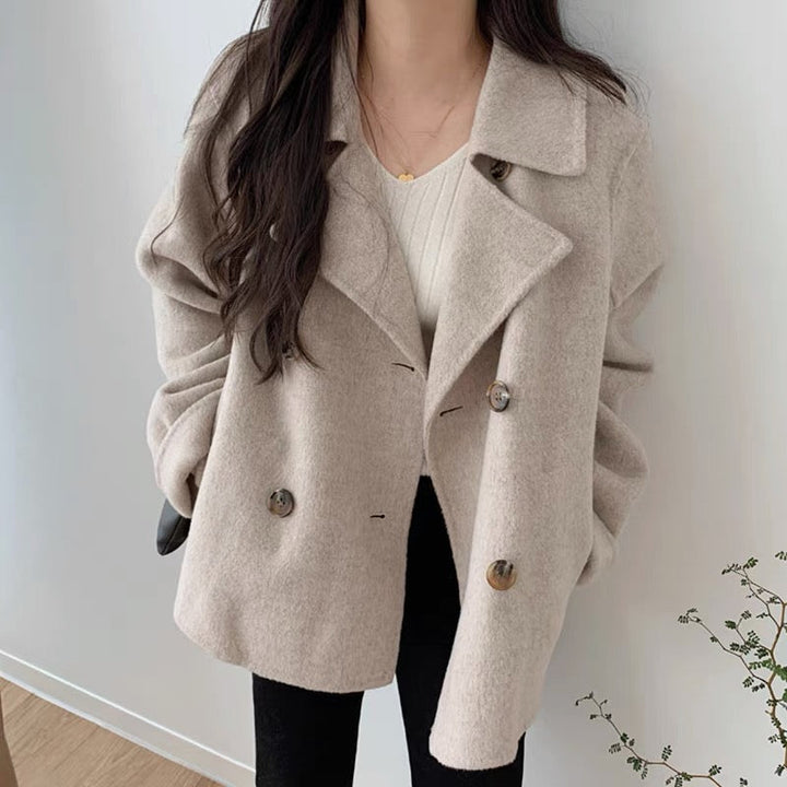 Short bouclé trench coat