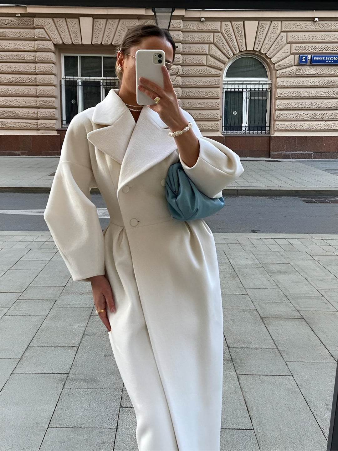 Long coat with lapel collar